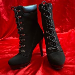 Shoe Dazzle Lace-up Stiletto Booties